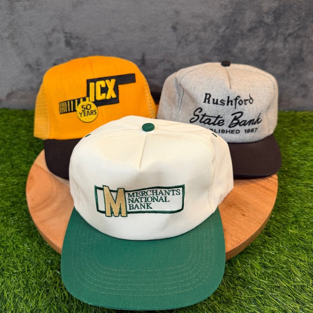 Vintage Bank Advertising Trucker Hat Lot Mens One Size Multicolor Snapback Mesh